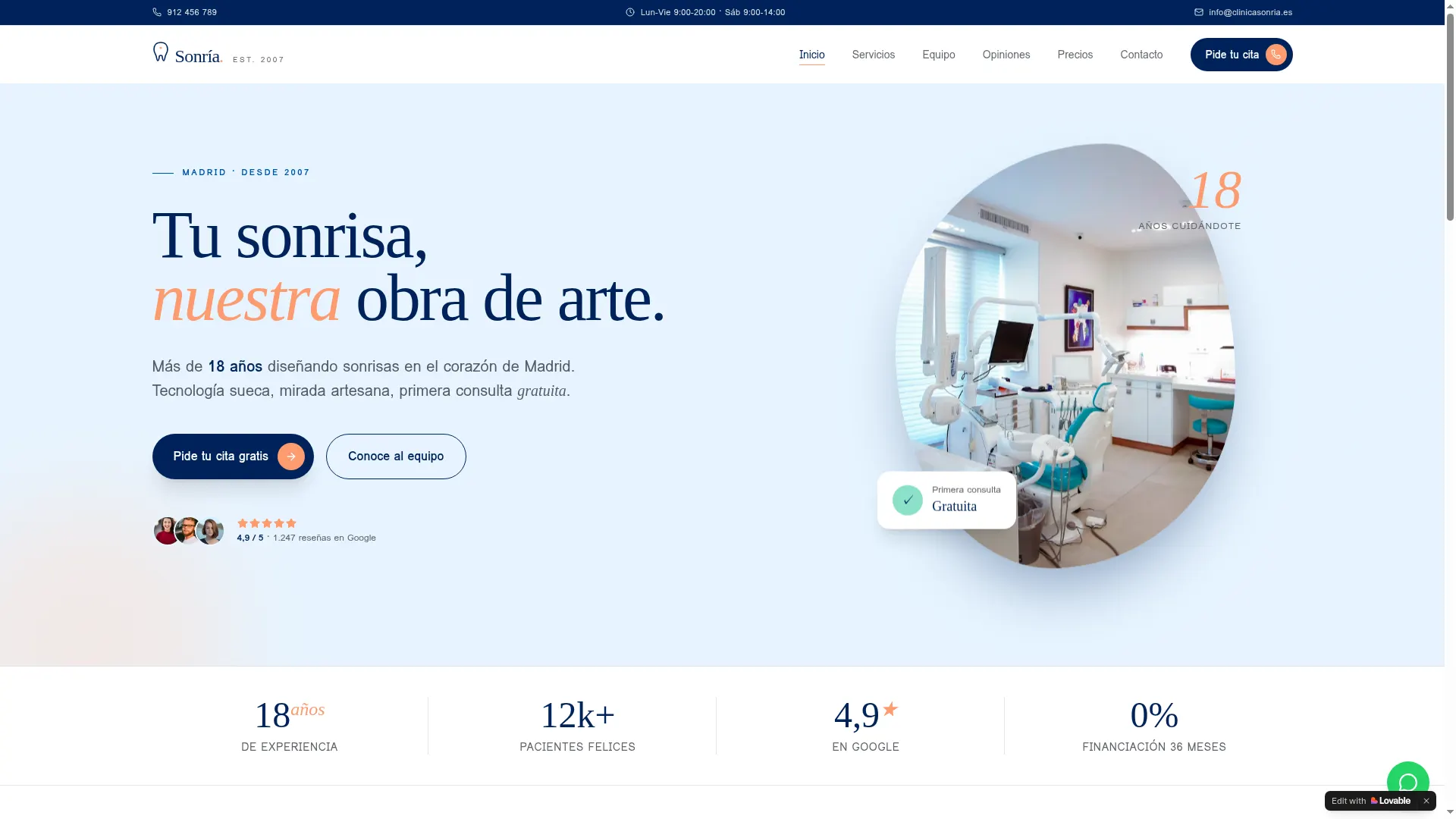 Demo de web para Clínica Sonría